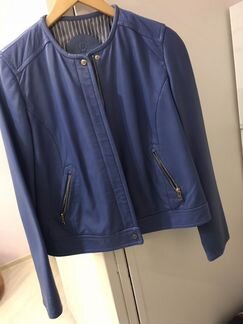 Куртка кожаная голубая Massimo Dutti размер L