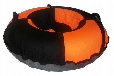 Новая надувная ватрушка 95 см прочная оранжево-чер