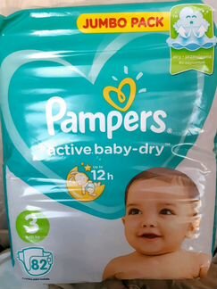 Подгузники Pampers Active Baby-Dry Размер 3, 82 шт