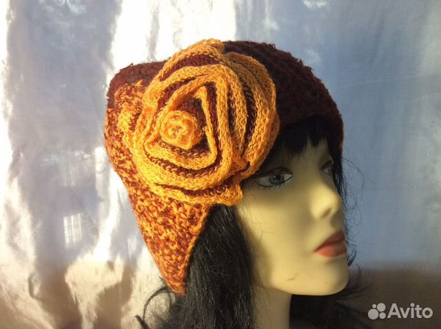 Роскошная шапочка ручной работы, р 55-57, арт 282