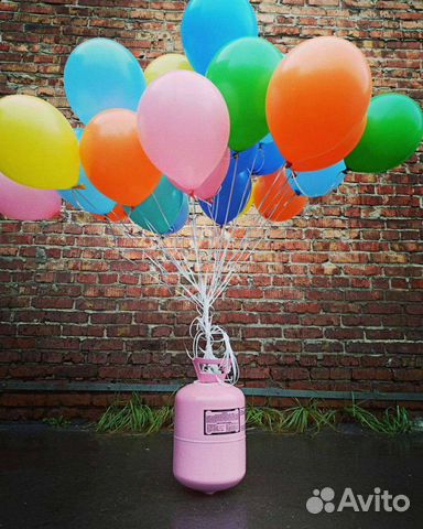 Баллон с гелием + 30 воздушных шаров ассорти