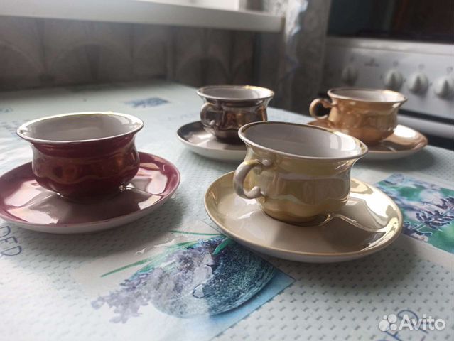 Набор из 3 кофейных кружек с блюдцами