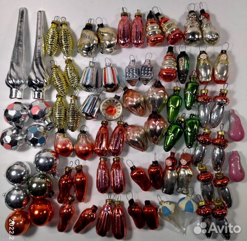 Набор ёлочных игрушек Малютка стекло. СССР