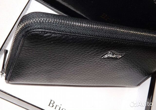 Мужской кожаный клатч -Brioni- black с ручкой Мужской кожаный клатч -Brioni- black с ручкой