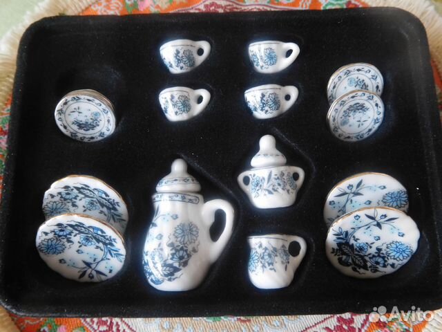 Посуда для кукольного домика «Васильки.Гжель»1к12