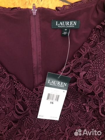 Платье ажурное 50-52 Ralph Lauren us16 бордо новое
