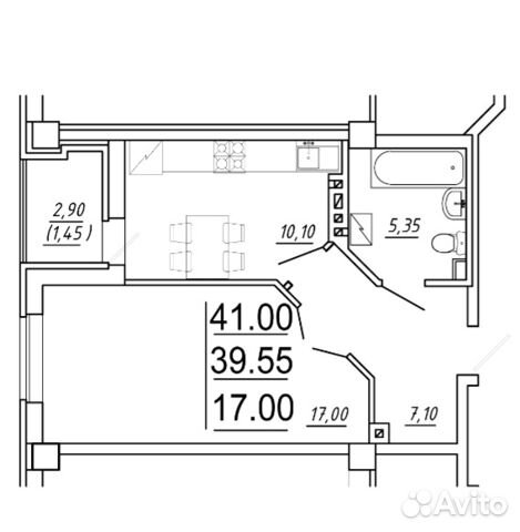 1-к квартира, 42 м², 14/15 эт.
