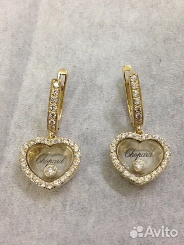 Новые золотые серьги Chopard 13 гр 0.85 ct Новые золотые серьги Chopard 13 гр 0.85 ct