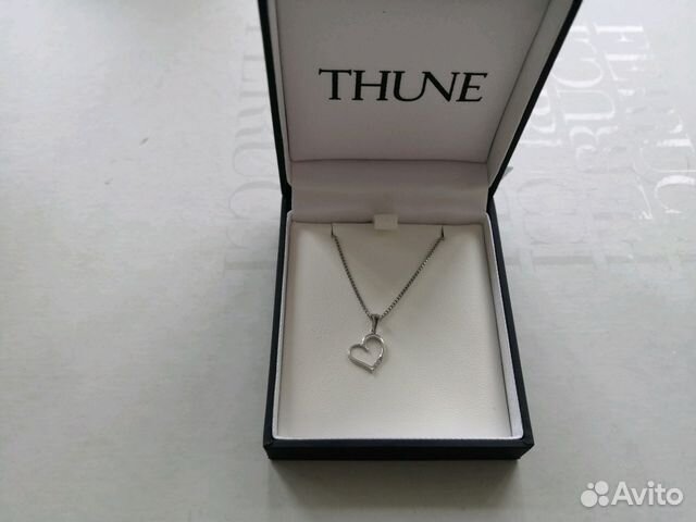 Кулон сердце, белое золото, бриллианты