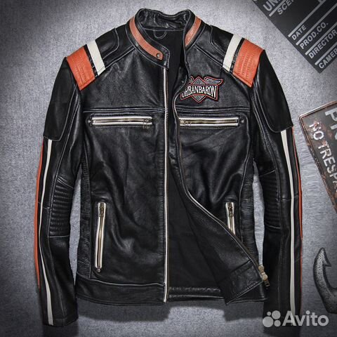 Мотокуртка кожаная Urban Baron 3 байкерская куртка