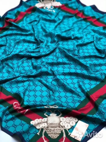 Платок Gucci Гуччи шелковый 100 см с стрекозой
