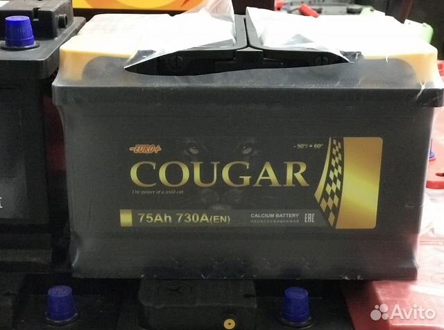 75Ач новый аккумулятор Cougar 730A 75Ah
