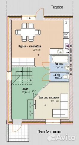 Таунхаус 110 м² на участке 1.5 сот.