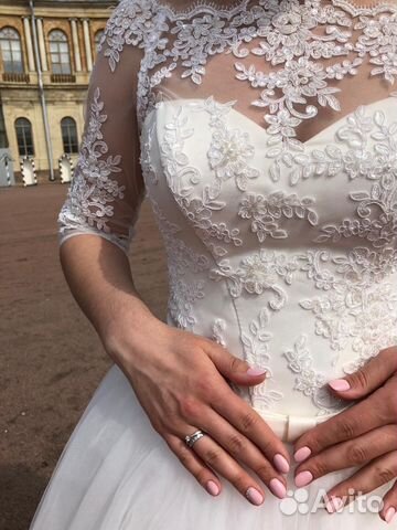 Свадебное платье пышное со шлейфом, Айвори