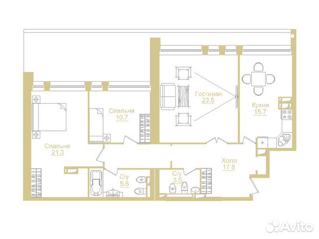 3-к квартира, 98 м², 29/32 эт.