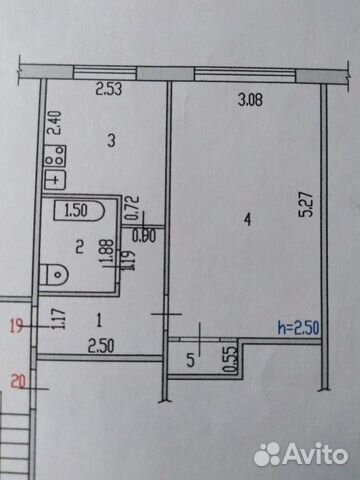 1-к квартира, 30.7 м², 5/5 эт.