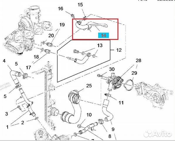 Трубки турбины 1.4 Астра Мерива Круз Трубки турбины 1.4 Астра Мерива Круз