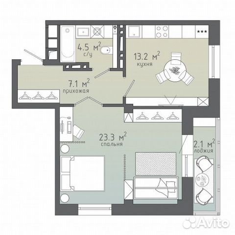 1-к квартира, 50.9 м², 9/24 эт.