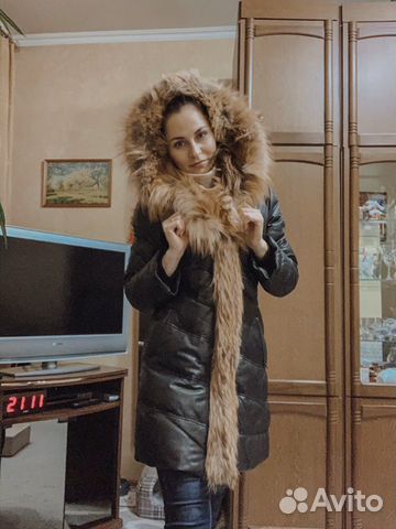 Кожаное зимнее пальто