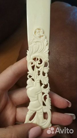 Нож для бумаги СССР, резьба по кости,кость