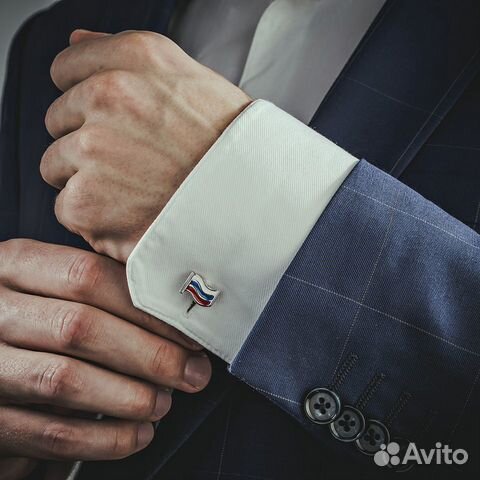 Серебряные запонки Триколор, эмаль Серебряные запонки Триколор, эмаль