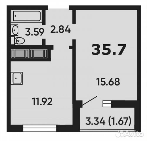 1-к квартира, 35.7 м², 23/24 эт. 1-к квартира, 35.7 м², 23/24 эт.