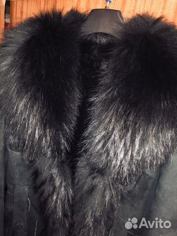 Дубленка натуральная овчина + енот
