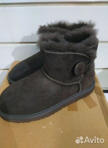 UGG угги, с пуговицей шоколадные
