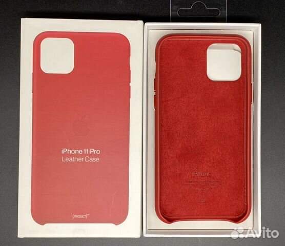 iPhone 11 Pro Натуральная Кожа Красный Чехол Про