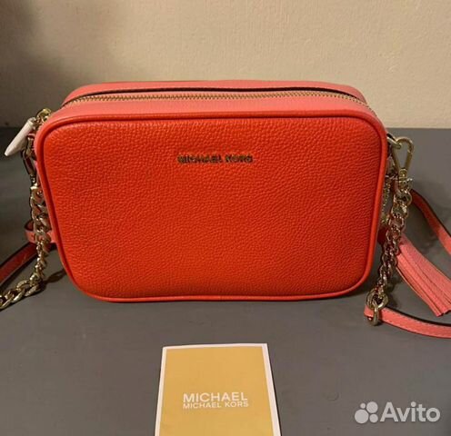 michael kors red camera bag