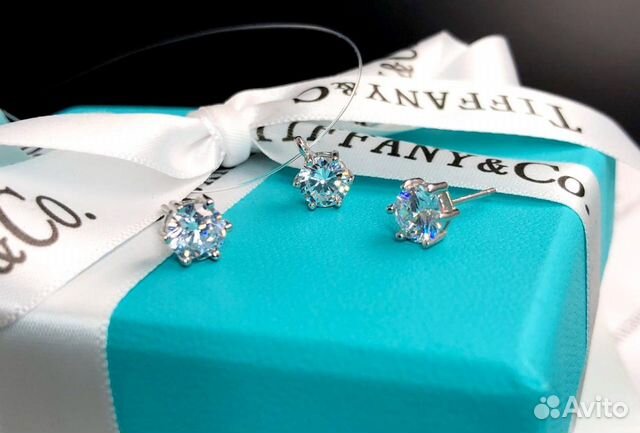 Кулон, серьги и кольцо Tiffany Тиффани Серебро