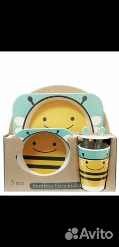 Комплект детской посуды из бамбука