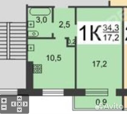1-к квартира, 33.4 м², 3/9 эт. 1-к квартира, 33.4 м², 3/9 эт.