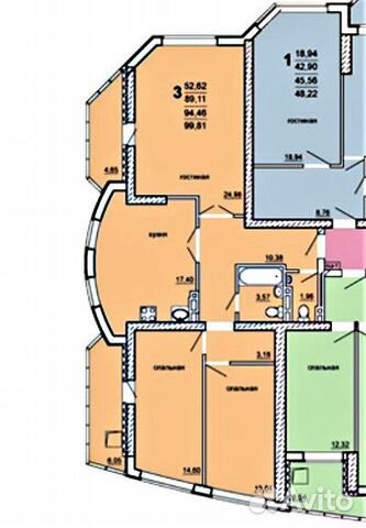 3-к квартира, 100 м², 6/25 эт. 3-к квартира, 100 м², 6/25 эт.