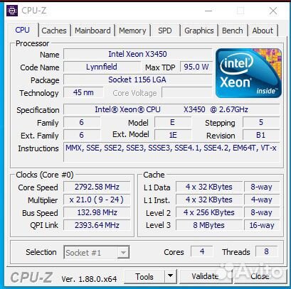 Intel Xeon X3450 (i7-870S) (4C/8T,2.66-3,20GHz,8MB Intel Xeon X3450 (i7-870S) (4C/8T,2.66-3,20GHz,8MB