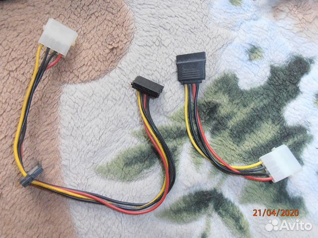 Кабель SATA 15pin - 4pin, 2xsata