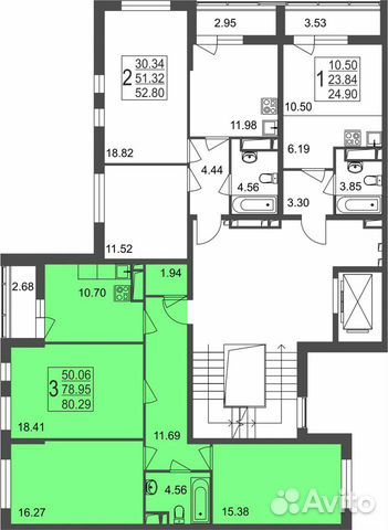 3-к квартира, 80.3 м², 2/8 эт.