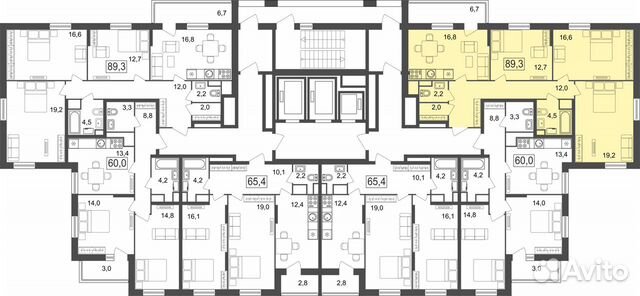3-к квартира, 89.3 м², 9/25 эт. 3-к квартира, 89.3 м², 9/25 эт.