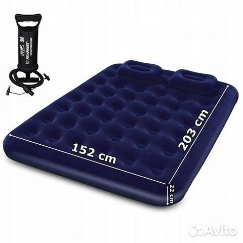Кровать надувная 203x152x22+насос+2 подушки Кровать надувная 203x152x22+насос+2 подушки