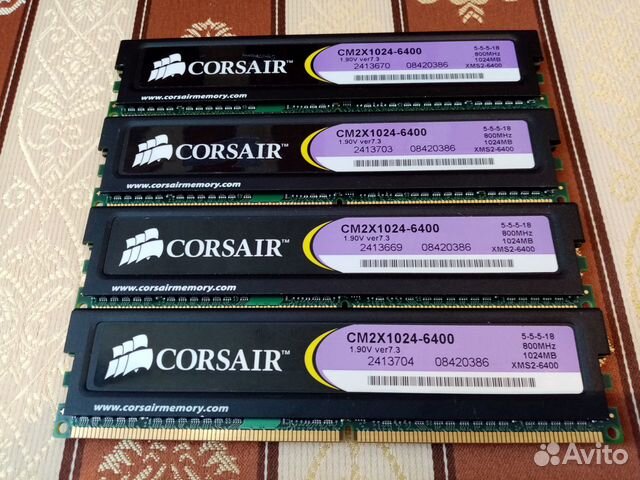 Corsair XMS2 DDR2 dimm 1 Гб PC2-6400 800MHz 4 шт Corsair XMS2 DDR2 dimm 1 Гб PC2-6400 800MHz 4 шт