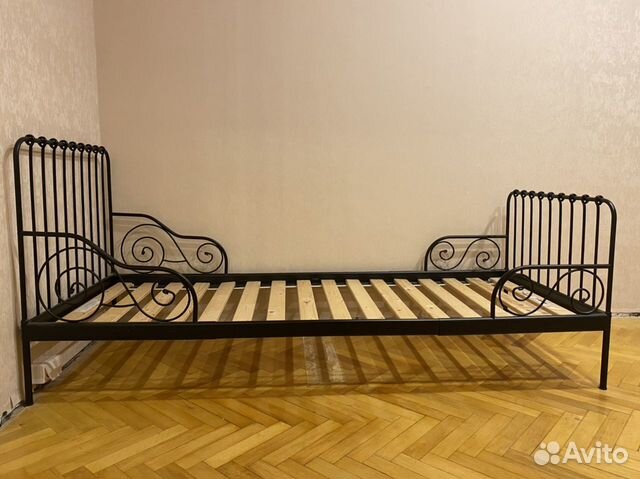 Кровать раздвижная миннен, чёрная, икея