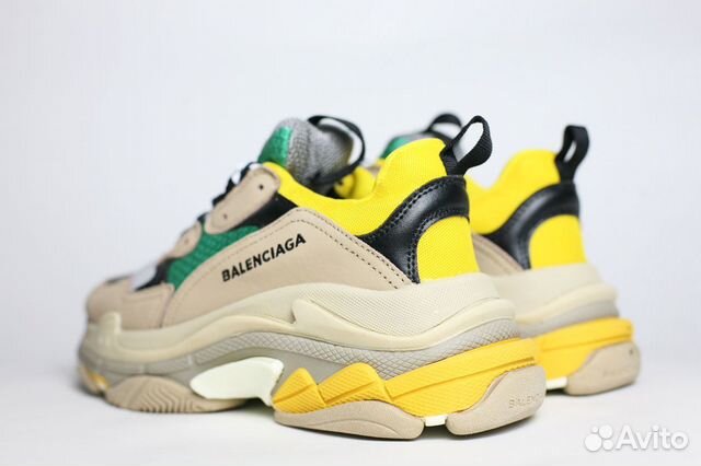 Balenciaga Triple S бежевые зеленые желтые Balenciaga Triple S бежевые зеленые желтые