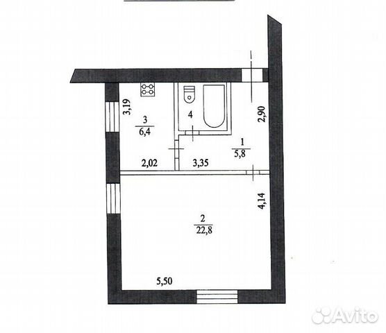 1-к квартира, 38.5 м², 1/3 эт.