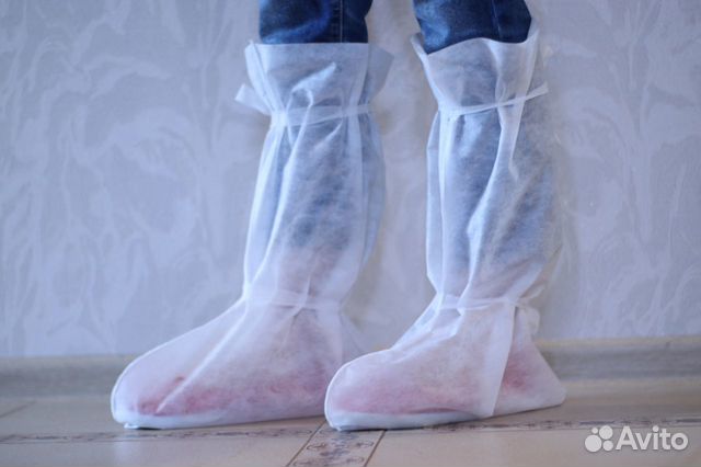 Бахилы высокие, 2 завязки (5 пар)