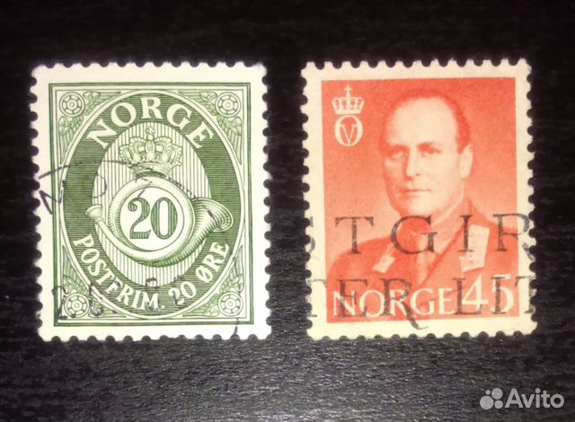 Марки королевства Норвегия, 20й век (2 шт)