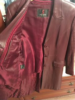 Пальто кожаное+песец 44-46