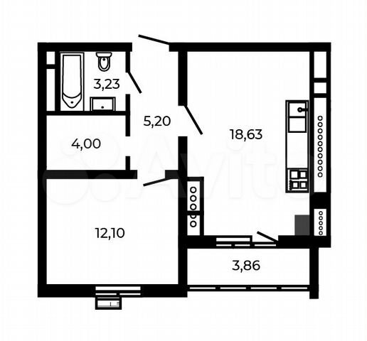 1-к. квартира, 45,1 м², 2/5 эт.