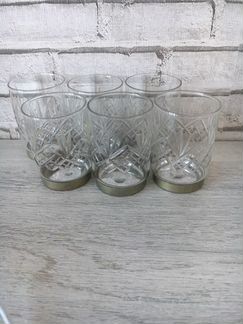 Рюмки стопки хрусталь с металлической окантовкой С