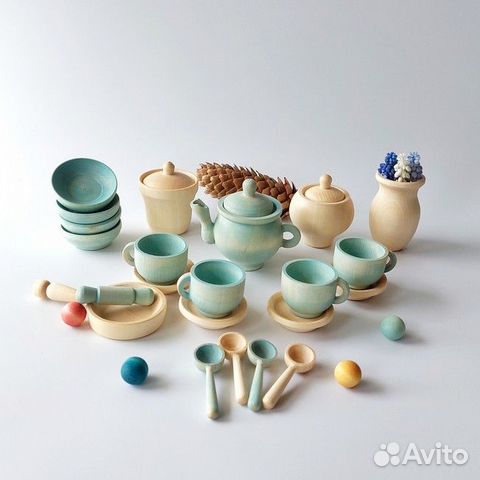 Деревянные игрушки. Игрушечная посуда Sky blue
