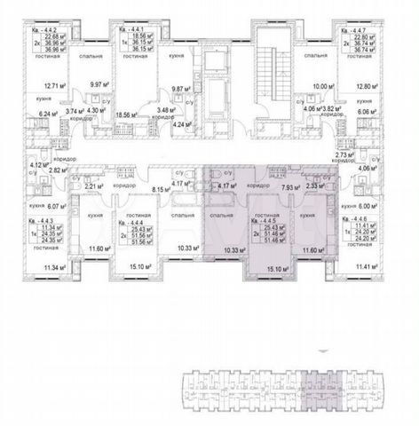 2-к. квартира, 51,5 м², 4/23 эт.